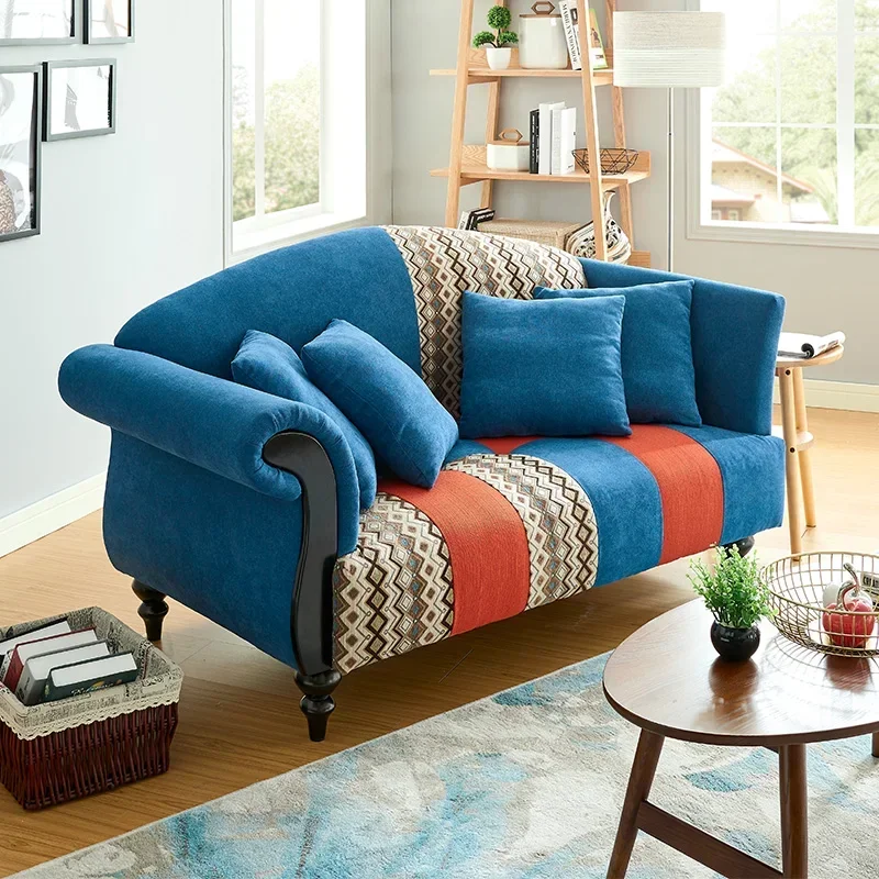 Pastoral cloth small family  small American style fashionable living room bedroom simple two person three person corner sofa