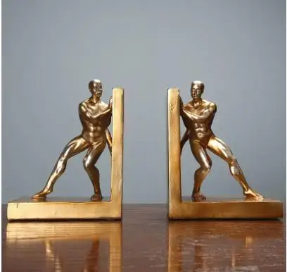 

creative Abstract Golden Naked Man Sculpture Bookend Desktop Decoration Resin Art Figure Figurine Crafts Modern Home Decoration