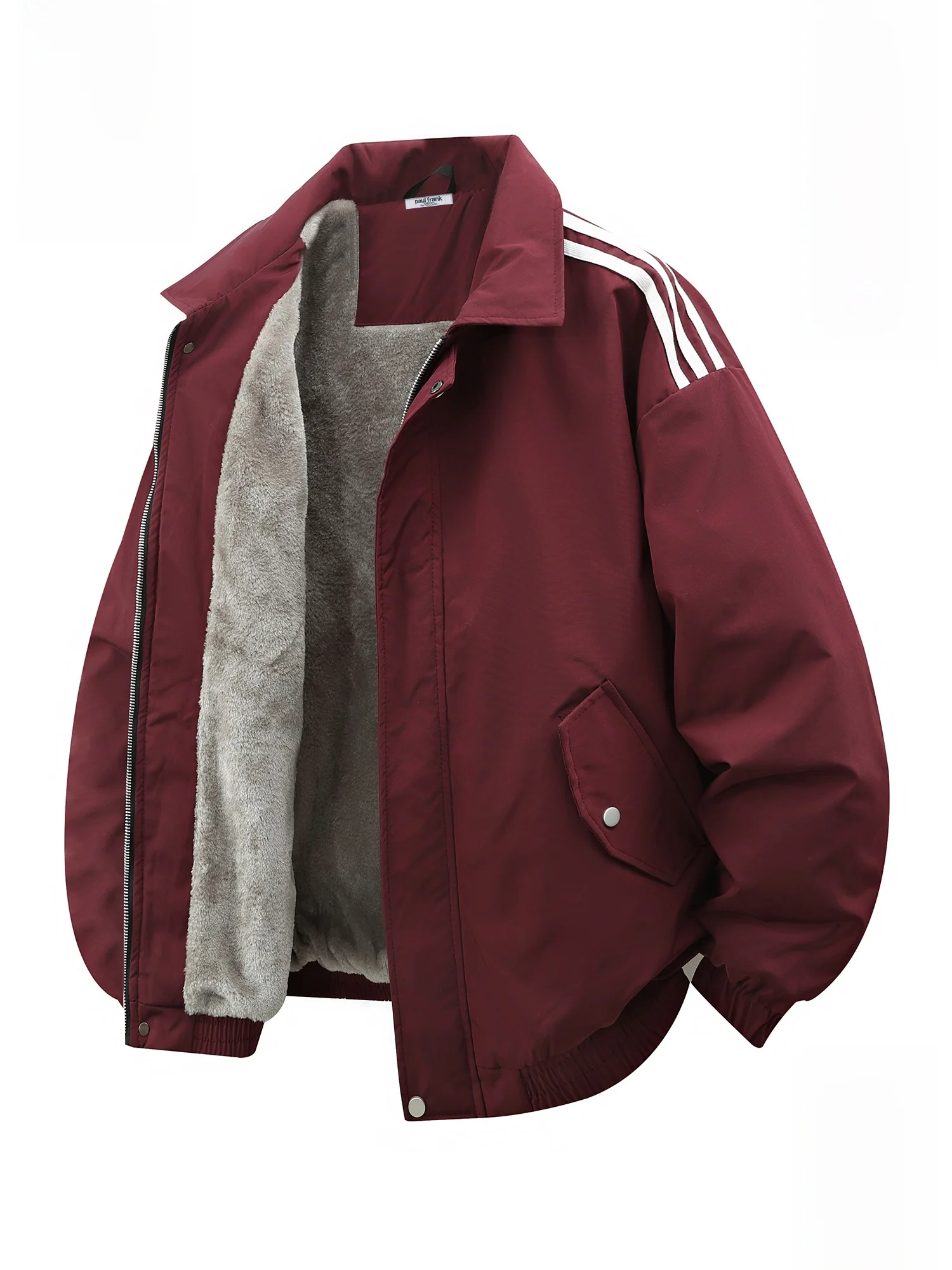 

PaulFrank Winter Thiened Fce Lined Casual Loose Men's Jaet Street Sle Warm Polyester Fiber Long Sve Zipper Closure