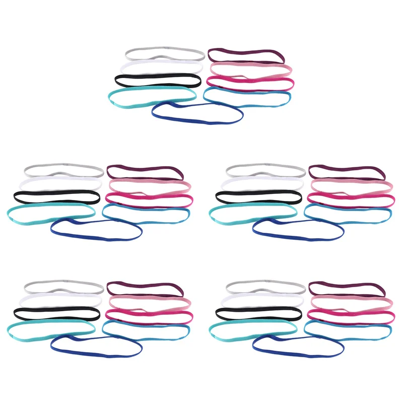 

ABHQ-45 Pieces Thick Non-Slip Elastic Sport Headbands Hair Headbands,Exercise Hair And Sweatbands Multicolor