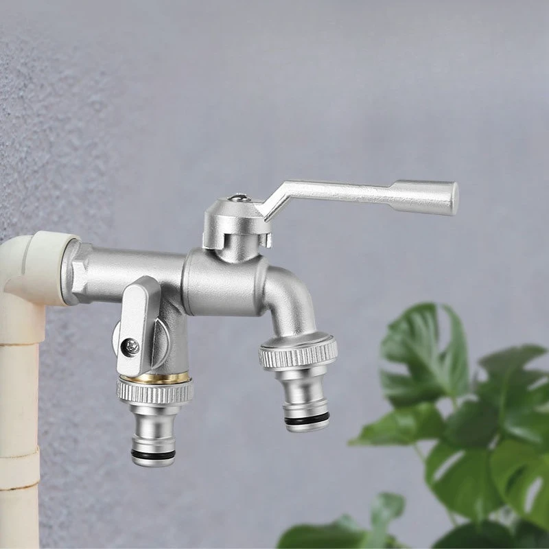 Outdoor Faucet - Solid Copper Luxury One-Inlet Two-Outlet Dual-Purpose Tap with Freeze-Proof Spout