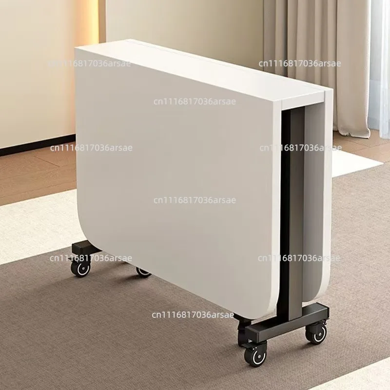 Household Folding Dining Table, Movable Extendable Table For Small Apartments, Rectangular Table With Chair, Space-saving Design