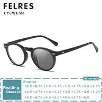 Gafas de lectura fotocromáticas redondas de diseño de marca para mujer, gafas graduadas terminadas de diseñador de tendencia para hombre, gafas de sol para exteriores