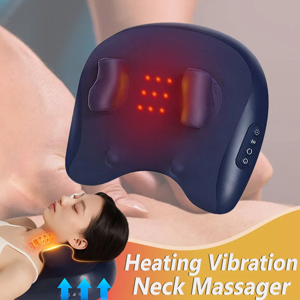 Electric Neck Massager Pillow Multifunctional Shoulder Kneading Heating Vibration Massager Neck Cervical Ttraction Body Massager