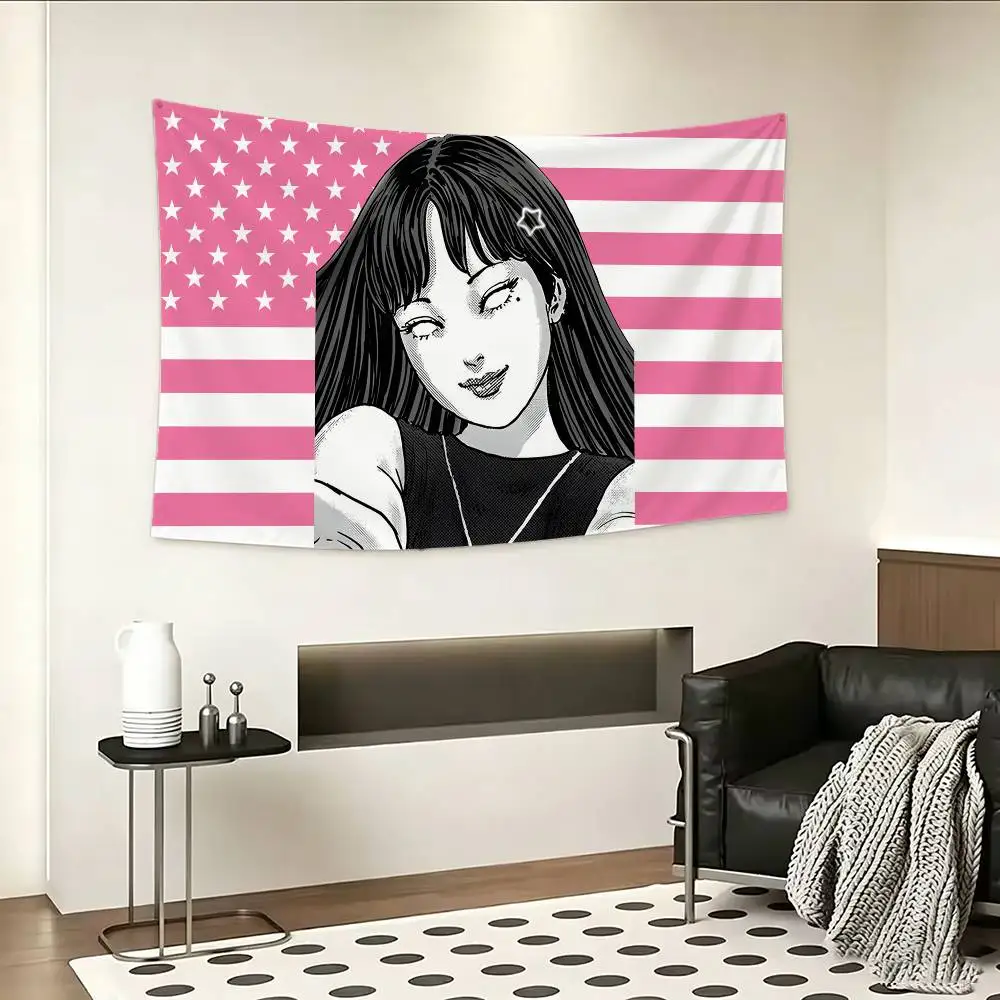 Japan Manga Junji Ito Tomie Flag Outdoor Decorations for Bedrooms Home Decor Items Decoration