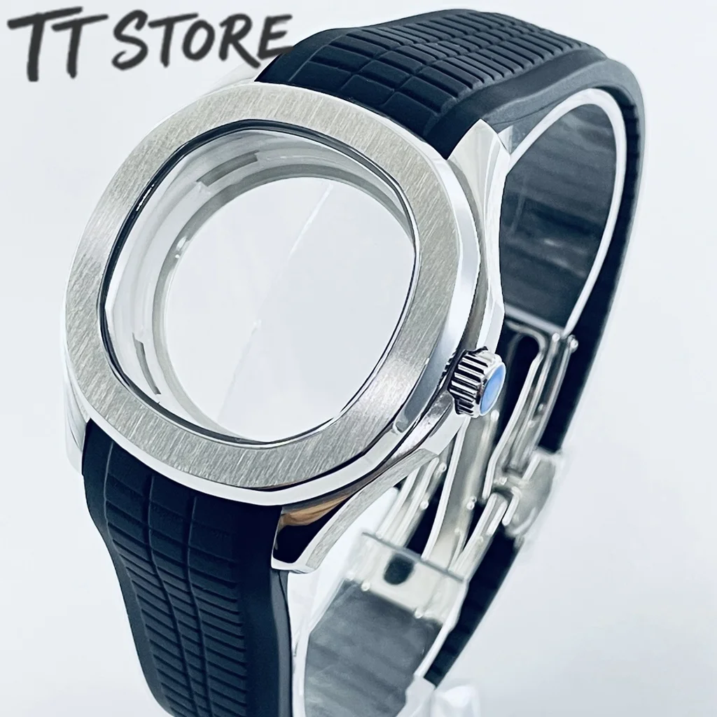 42mm Silver Watch Case Waterproof with Sapphire Crystal Compatible for NH34 NH35 NH36 NH38 NH70 Movements Unisex Watch Case