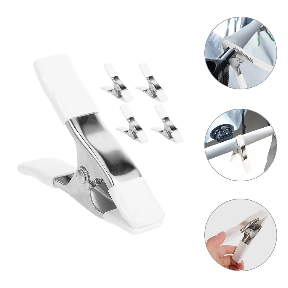 

5 Pcs A-shaped Clip Spring Heavy Duty Clips Backdrop Clamps Liner Photography Chrome Plastic for Stand