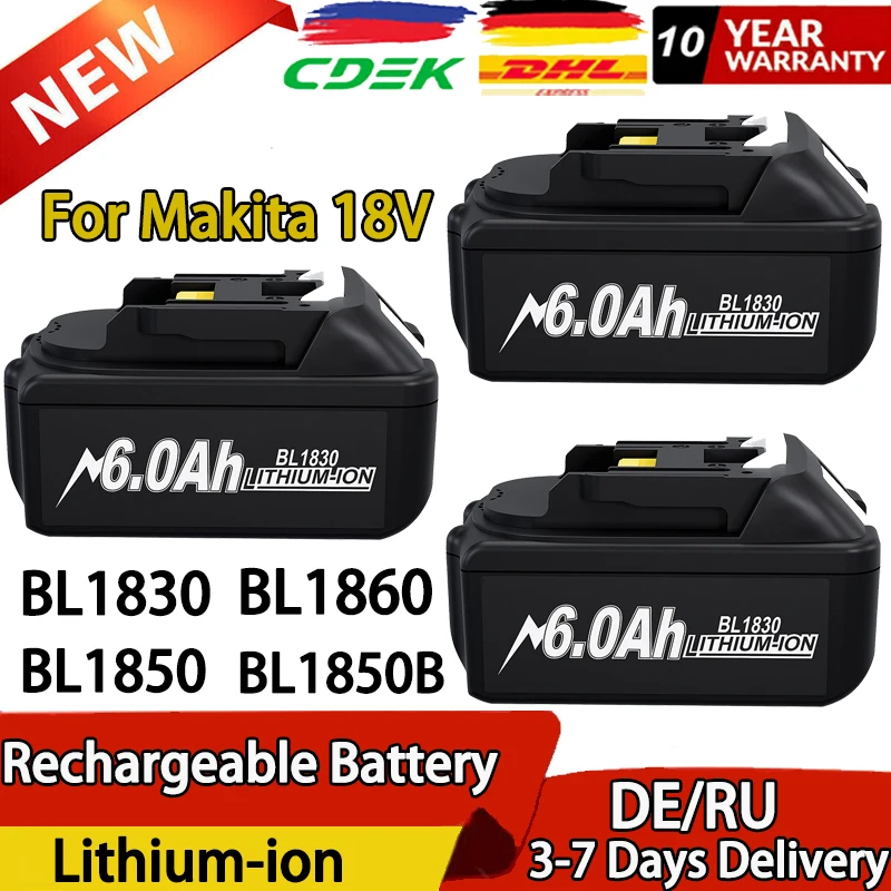 18v For Makita BL1860 BL1850 BL1840 BL1830 BL1840B 18V For Makita screwdriver battery & charger Replacement Power Tool Batteries