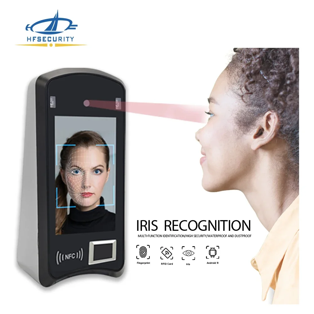 

HFSecurity X05 2023 portable face iris fingerprint code NFC RFID card biometric attendance access control device