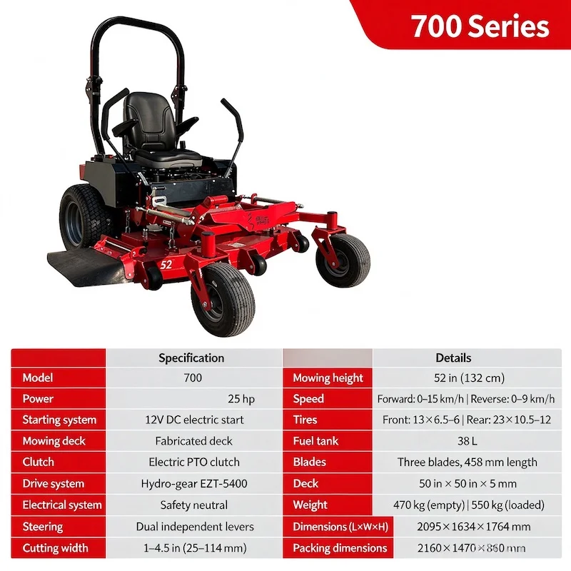 50-Inch Zero Turn Lawn Mower Large Riding Mower Garden Commercial zero Turn Ride on Lawn Mower