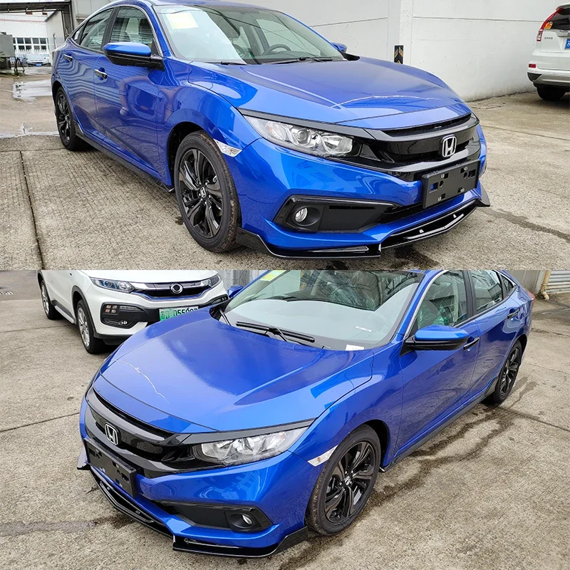 LMTUNING For Honda Civic 2016 Front Bumper Lip Spoiler  10th fc1 Sedan Side Splitter Body Kit Protection Guard Car Accessories