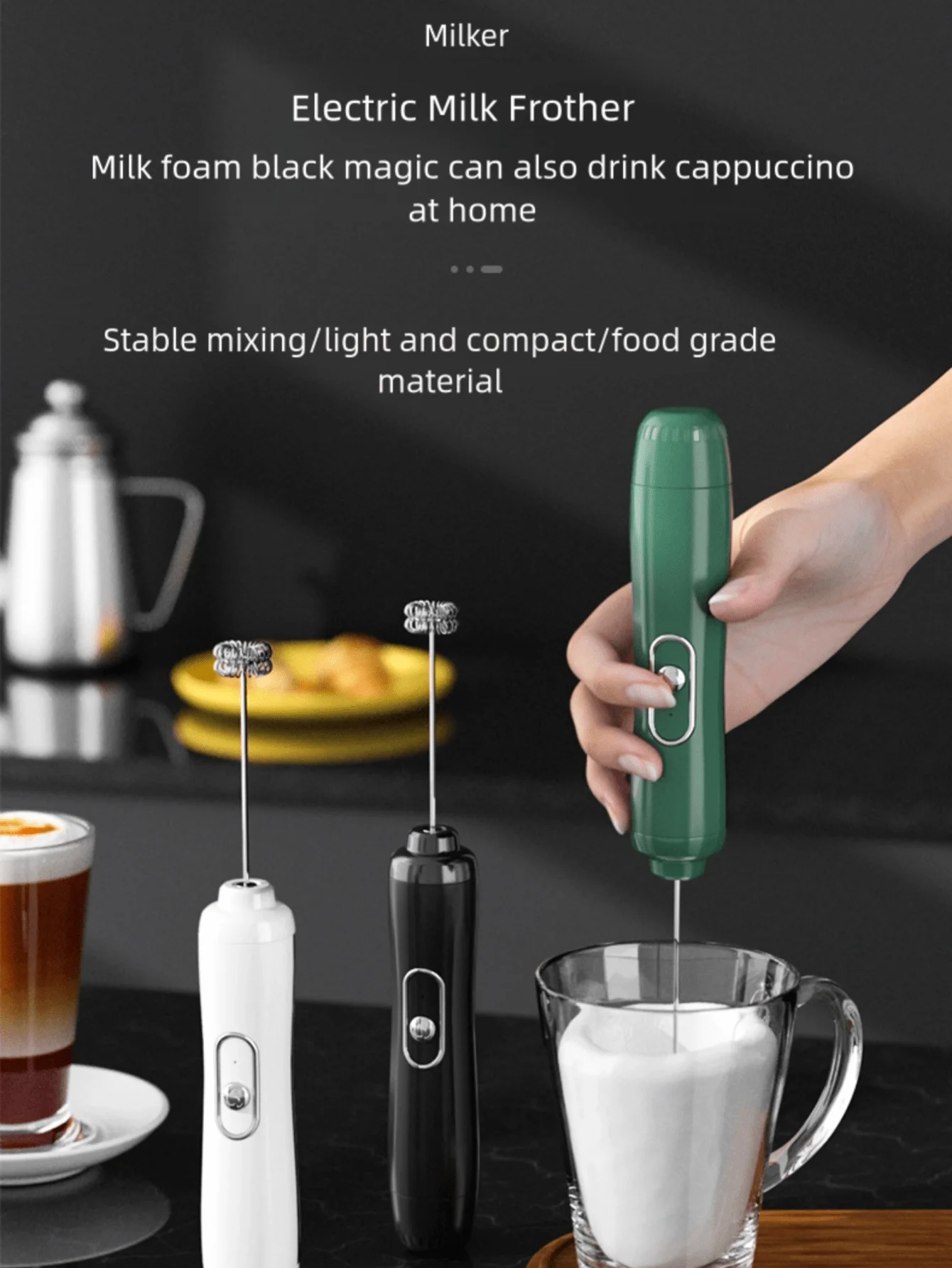 

Milk Frother, Household Milk Frother, Handheld Whisk, Coffee Whew, Milk Whisk (Battery Version, No Battery)