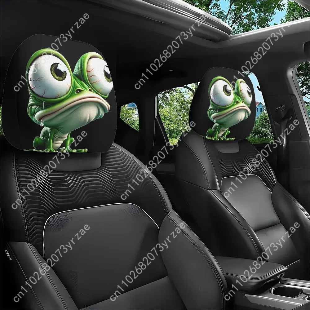 

Cute Frog Car Seat Headrest Cover (2pcs) Environmentally Friendly Headrest Protector Breathable Comfortable Vehicle Decor