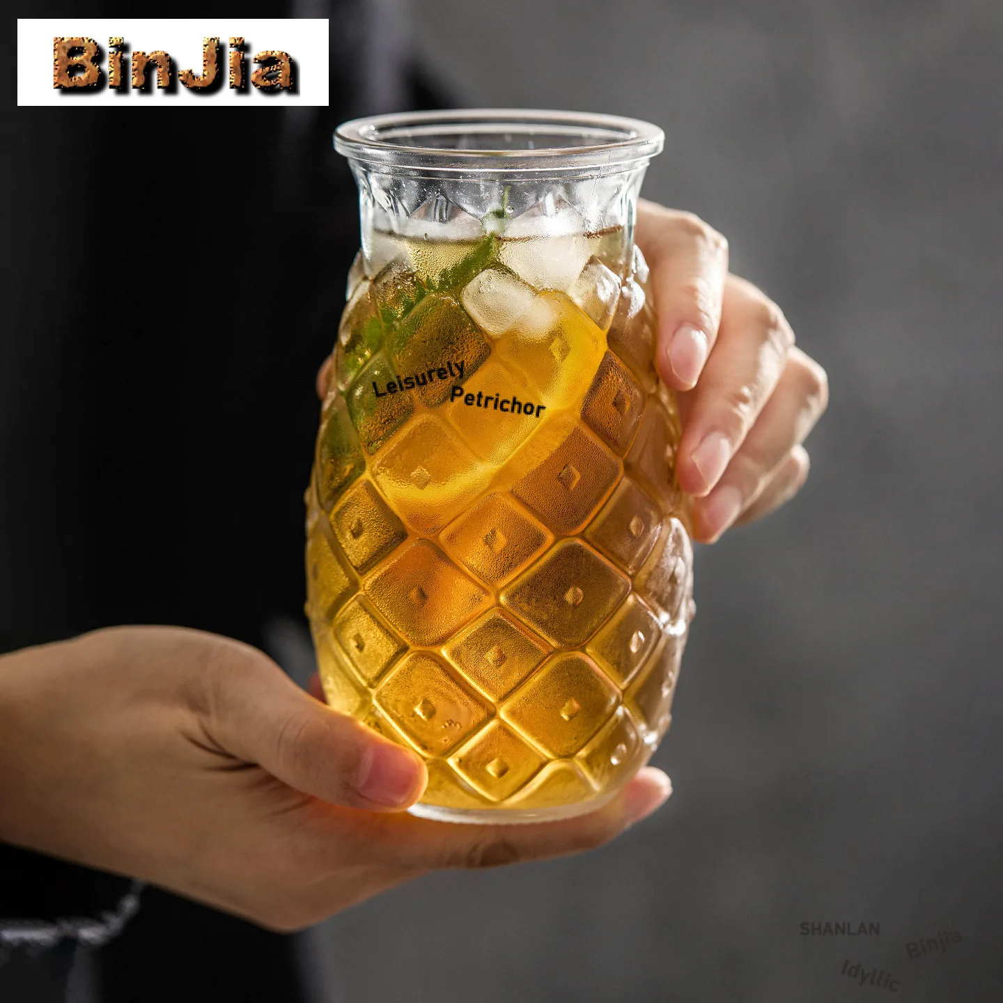 

502ml Diamond-patterned Pineapple Cup Glass Water Cup Creative Internet Celebrity Beer Mugs Large Large-capacity Juice Cup Craft