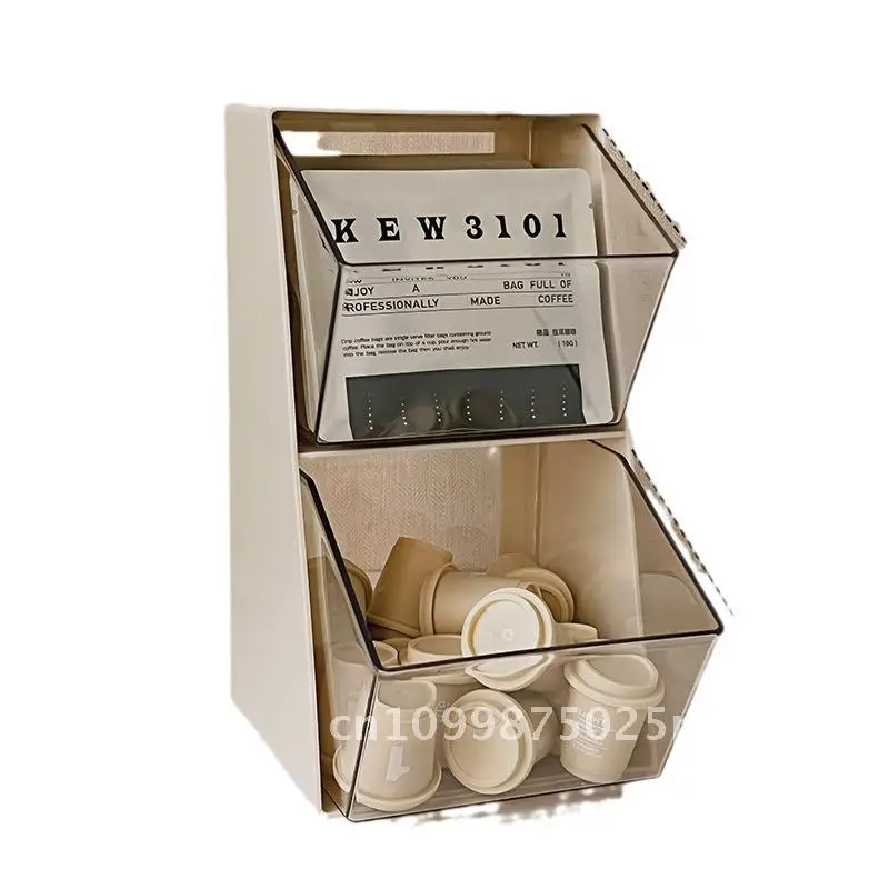 

Acrylic Tea Bag Storage Box Desktop Organizer for Coffee Capsules Office Pantry Clear Stackable Compartment Bin Modern