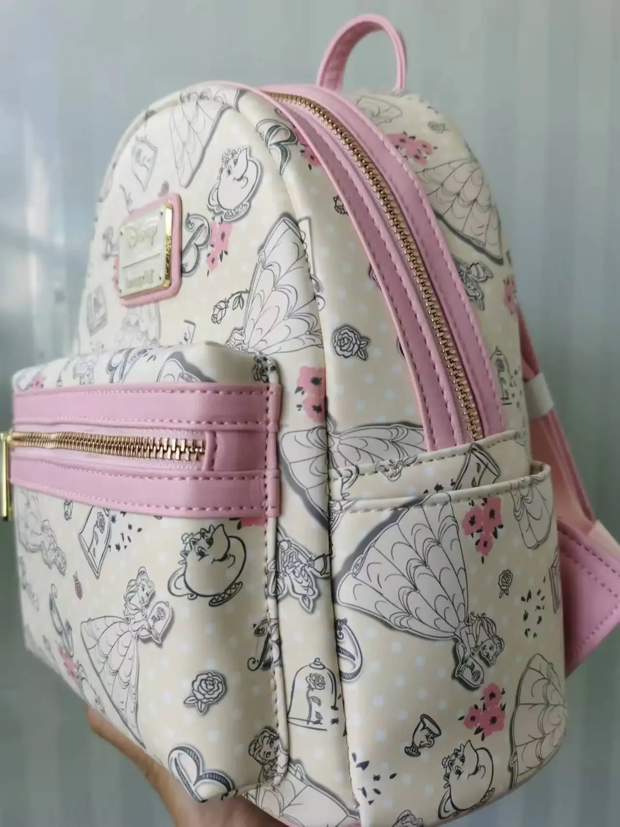 MINISO Disney Loungefly-mochila de La Bella y la bestia para niña, bolso escolar informal para mujer