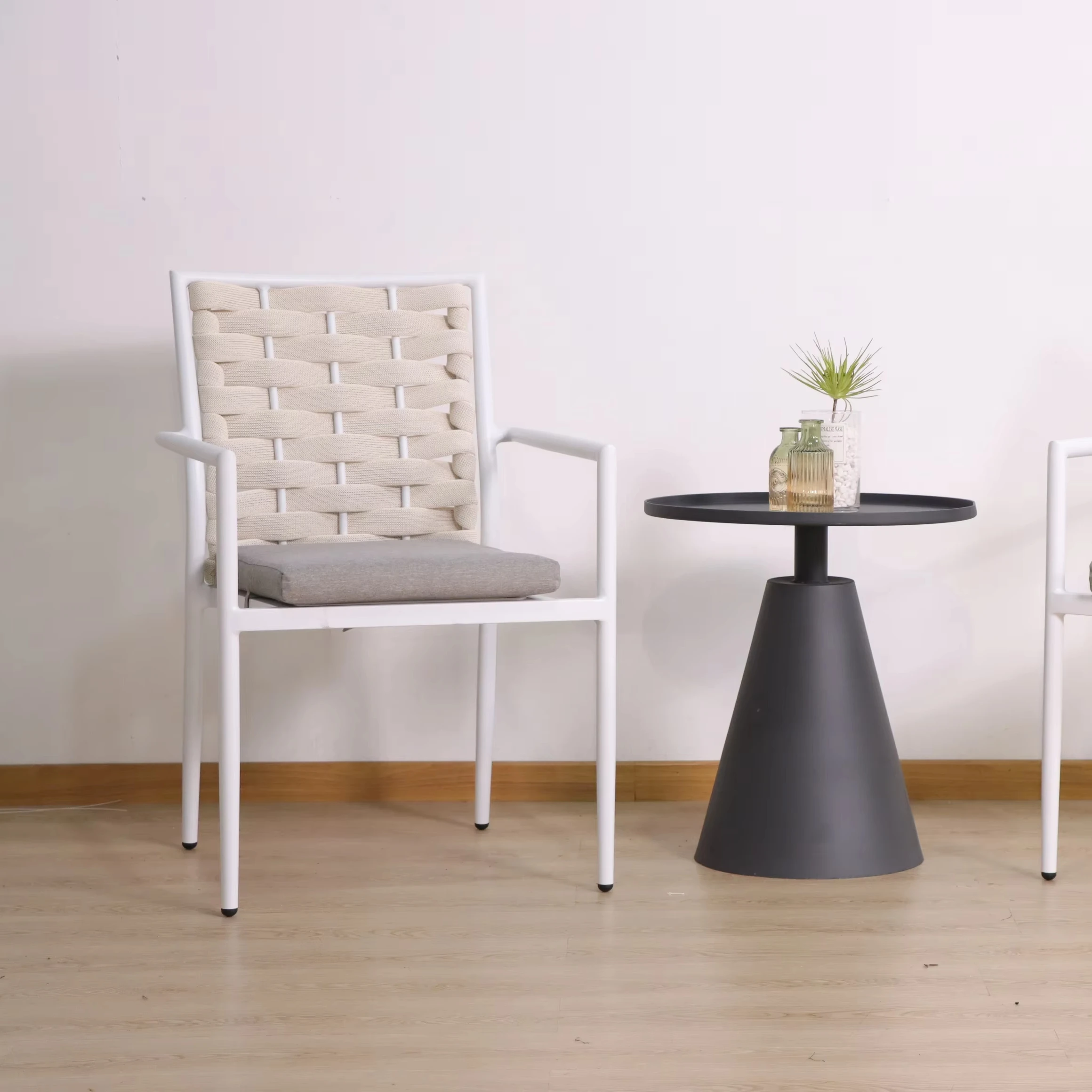 xx-Modern Portable Outdoor Leisure Rope Dining Chairs with Cushion Coffee Shops Restaurants Hotels Commercial Use-DARWIN Brand
