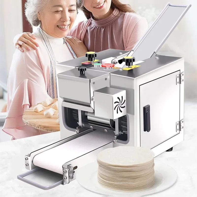 110V/220V Dumpling/Wonton Skin Maker, Stainless Steel Noodle Maker, 50–60 PCS/MIN Dough Sheeter, Pasta Maker 250W