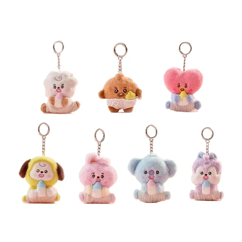 Kawaii BT21 Pacifier Series Plush Toy Keychain Pendant Cute Doll Decoration CHIMMY COOKY KOYA TATA Anime Gift Toys