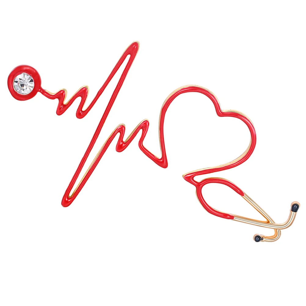 

Stylish Ecg Stethoscope Lapel Pin Heartbeat Brooch for Clothes Bags Scarves Exquisite Nurse Present Choice Brooch
