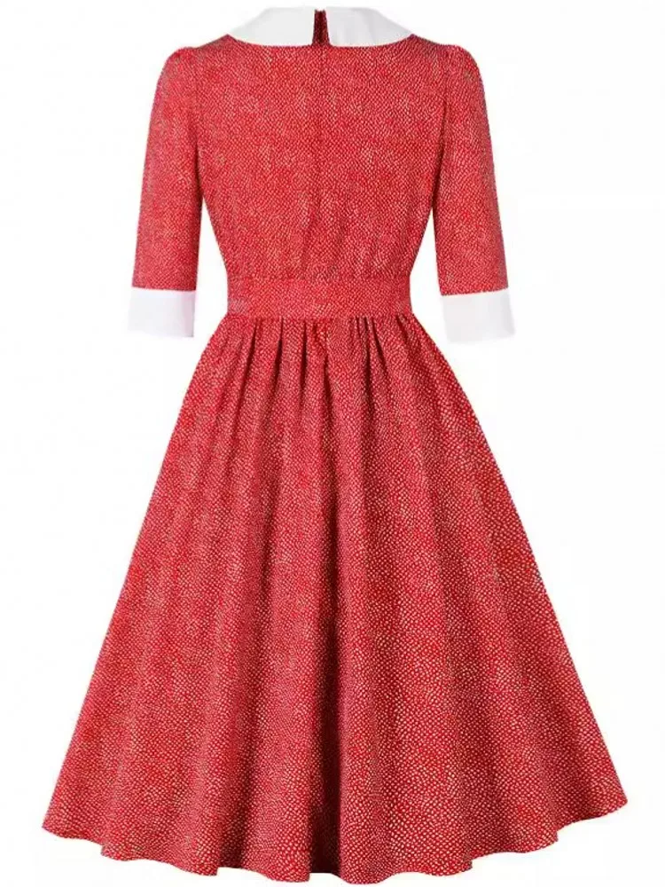 Women Summer Autumn Pin Up Casual Party Dress 3/4 Sleeve Retro Robe 60s 50s Vintage Rockabilly 1960s 1950s Swing Dress Vestidos