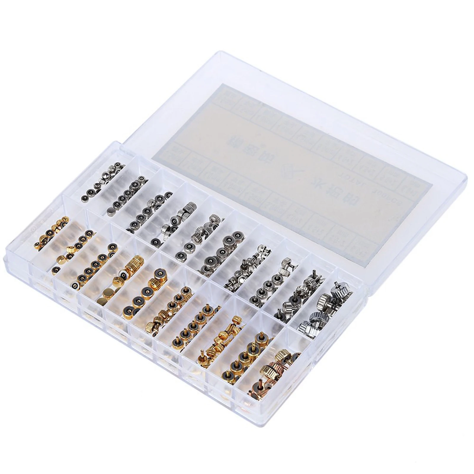 1Set Quartz Watch Crowns Copper Gold Silver, Stainless Steel Crown Replacement Kit for Watch Repair