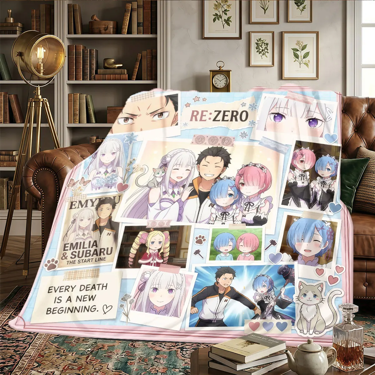 Re Zero Patterns Home Blanket High quality All Seasons for Beds Sofas Warmth and Comfort Christmas Gifts -HE70