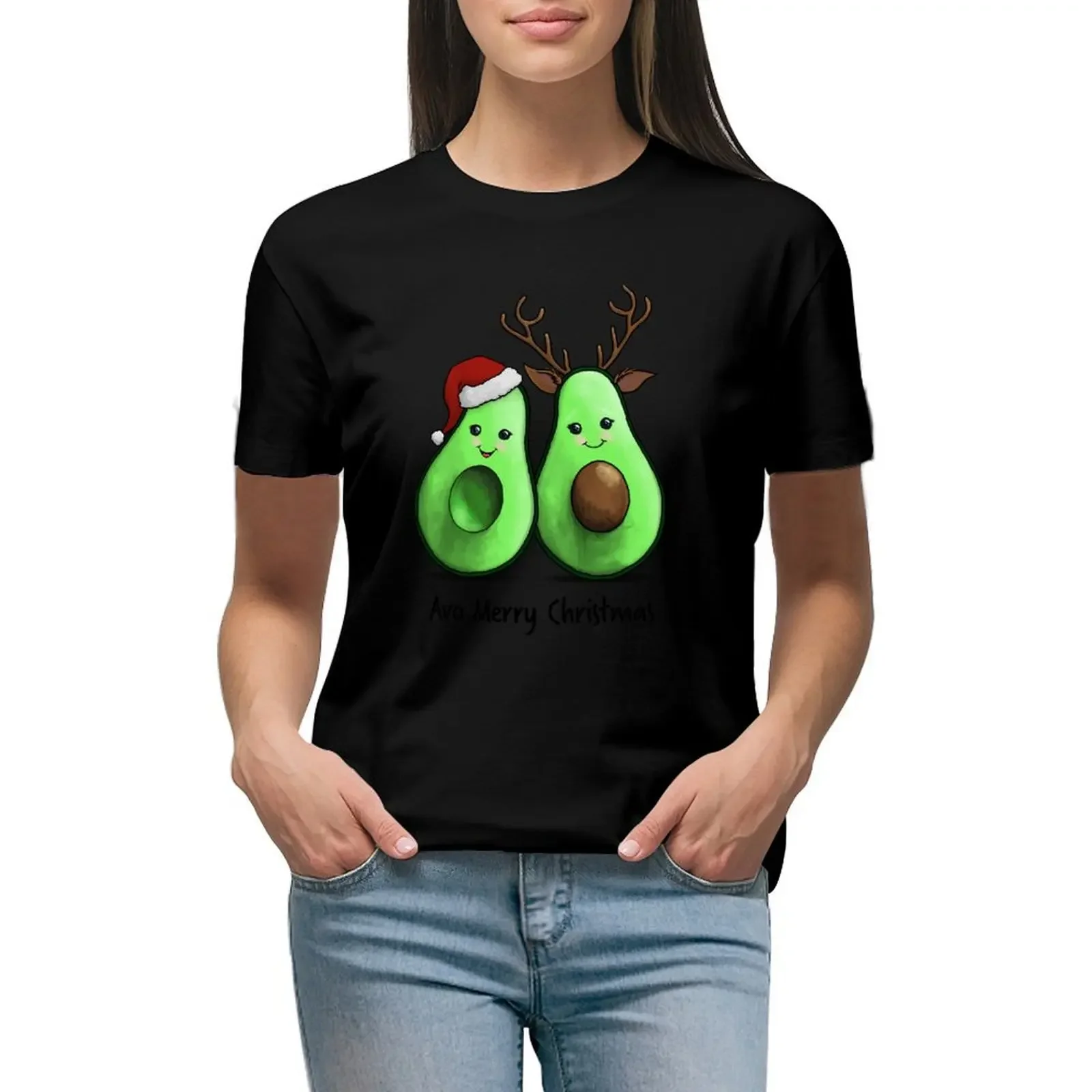 

Avo Merry Christmas T-Shirt funny new edition anime clothes sweat cropped t shirts for Women