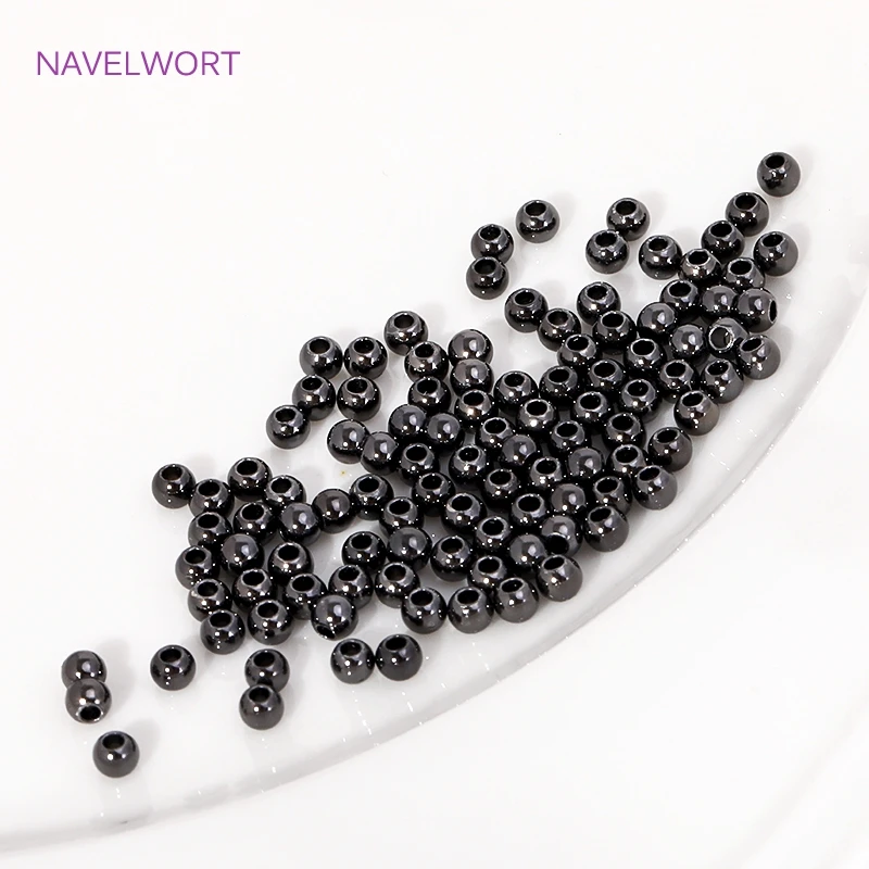 2/3/4mm Brass Metal Black Color Round Spacer Beads Loose Beads,Beads Separators,For DIY Jewelry Making Accessories Findings