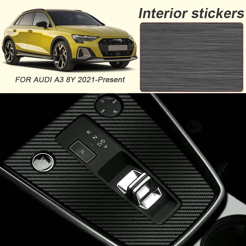 Car Carbon Black Interior Sticker For Audi A3 8Y 2021-2026 Lifting Window Panel Decal Gear Inner Door Protective Film Accessory