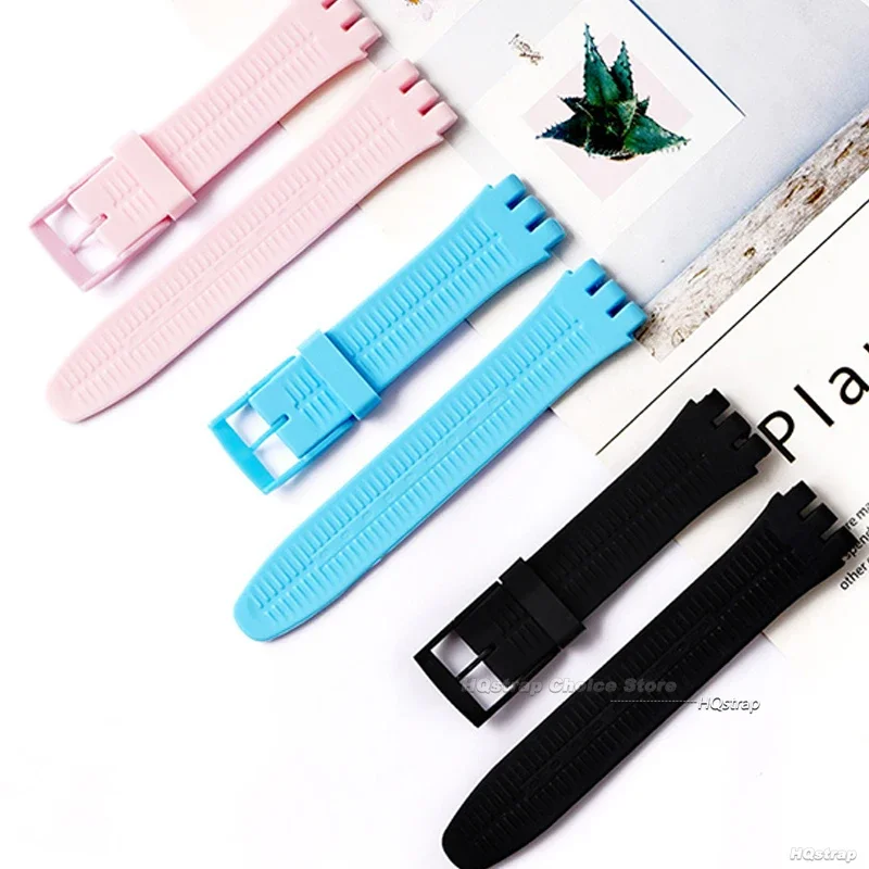 Pulseira de silicone macio para swatch 16mm 17mm 19mm 20mm pulseira de relógio colorida masculino feminino substituição relógios acessórios