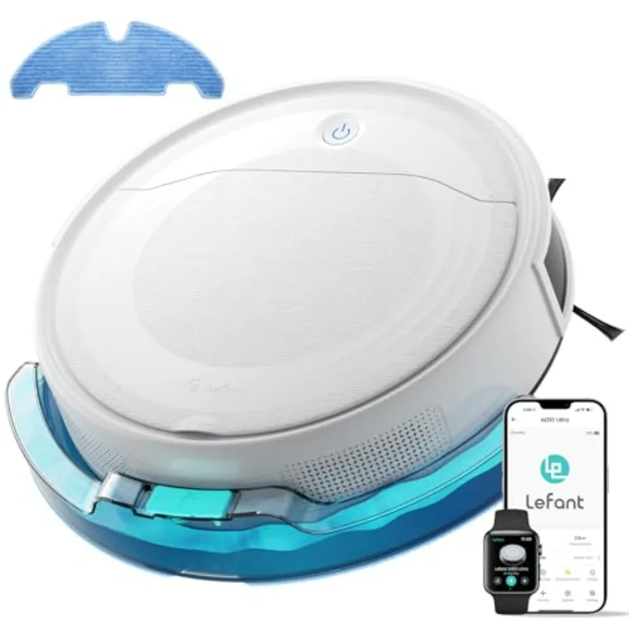 

Robot vacuum and mop for home use, ultra-thin ABS plastic body in black, 6000Pa suction with ToF LiDAR navigation and precise o