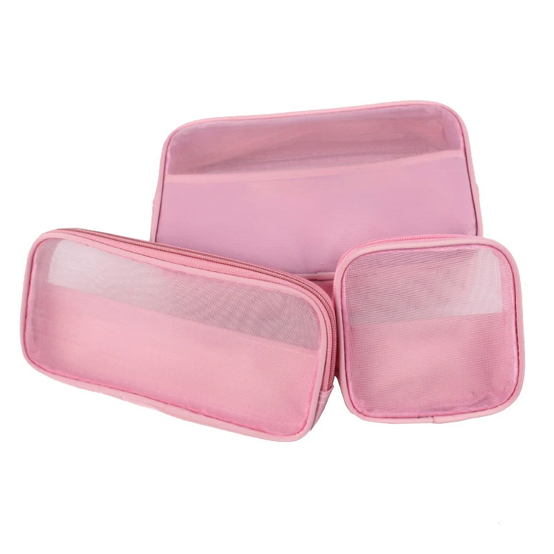 Mesh Transparent Cosmetic Bags Small Large Pink Black Makeup Bag Portable Travel Toiletry Organizer Lipstick Storage Pouch