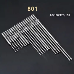 10pcs/lot 60mm/100mm/120mm/150mm length 801 5mm Round Shank Magnetic Torx Screwdriver Bit T3 T4 T5 T6 T7 T8 T10 T15 T20 T25 tool