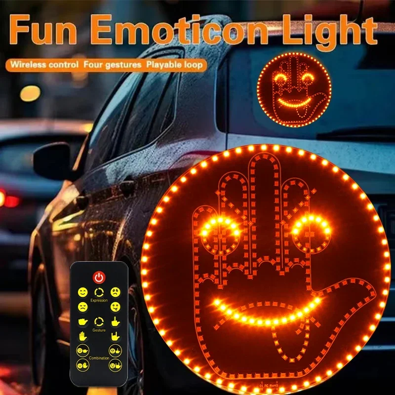 Creative Fun Three Models Gesture Lamp Car Interior Rear Windshield LED Hand Gesture Sign Middle Finger Sign Warning Brake Light