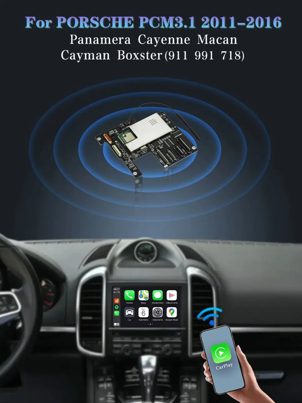 AUTOTOP Draadloze CarPlay Interface Module Adapter voor Porsche PCM3.1 Panamera Cayenne Cayman Macan Boxster 911 991 718 AirPlay - afbeelding 2