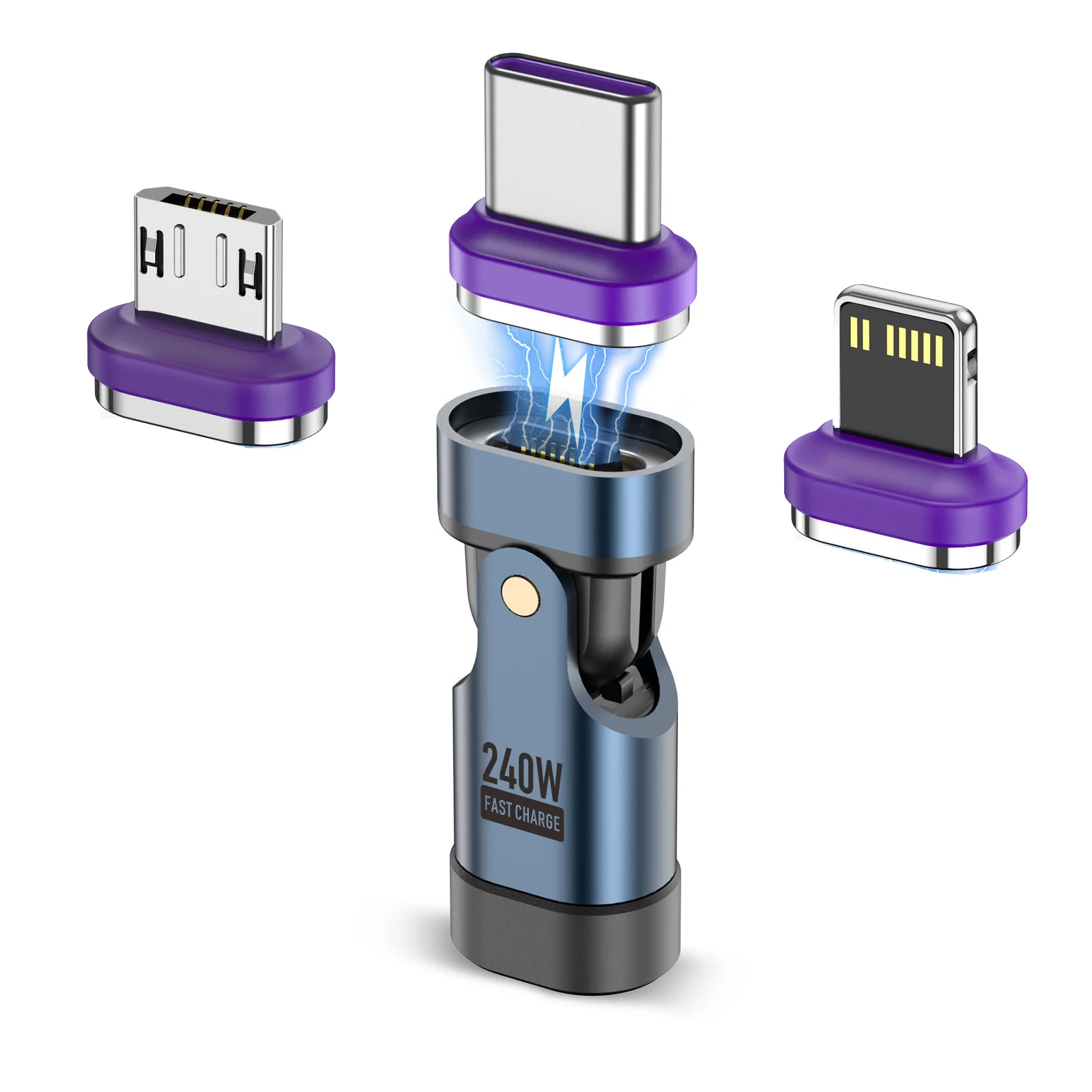 USLION 240 W magnetischer Adapter USB C auf Typ-C Schnellladekabel Typ C Buchse Konverter für MacBook iPhone 16 15 Xiaomi