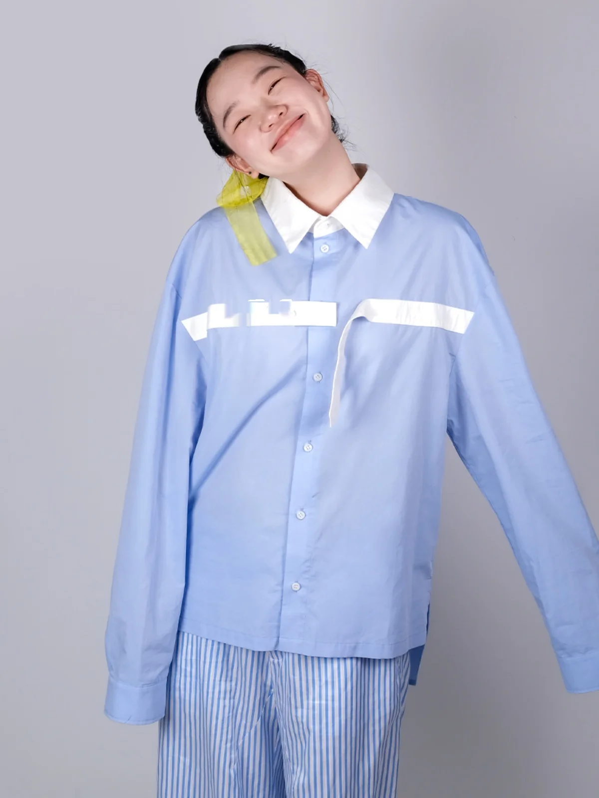 

Двусторонняя солнцезащитная рубашка на пуговицах Sea Breeze Blue, корейская женская рубашка прямого кроя из хлопка с длинными рукавами HUES9