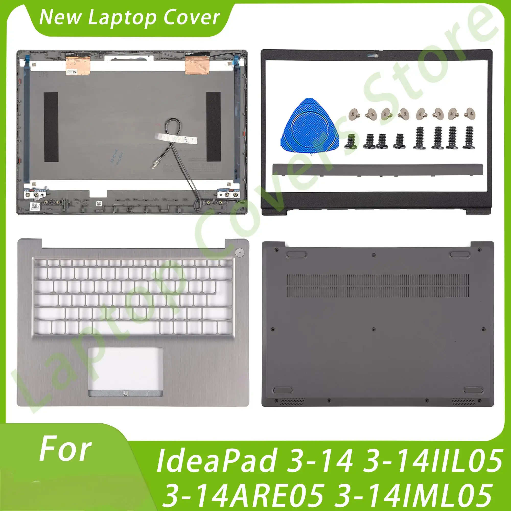 Cover For IdeaPad 3-14IIL05 3-14ARE05 3-14IML05 Back Cover Bezel Palmrest Bottom Hingecover Gray Parts Replace GS452