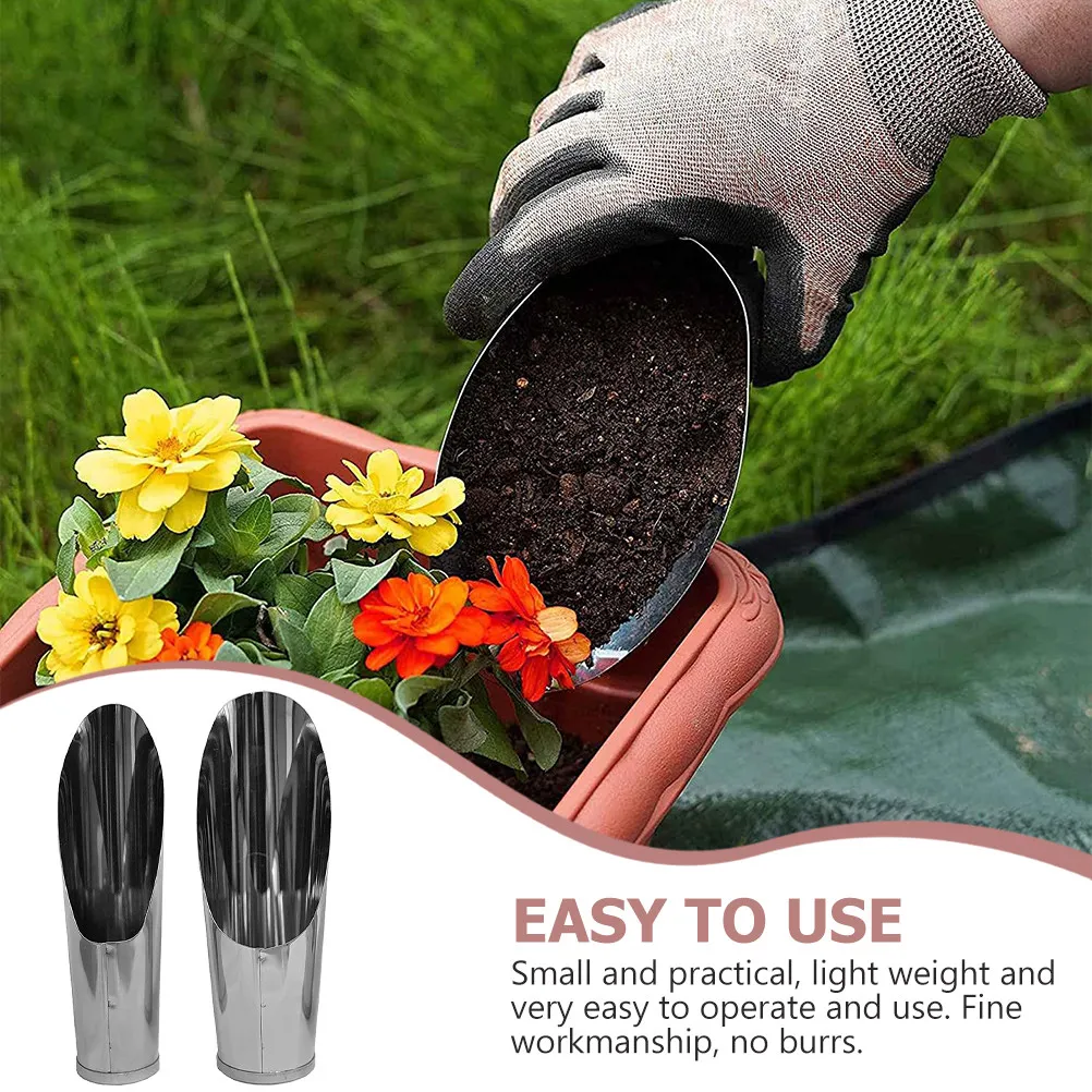 

2Pcs Stainless Steel Bonsai Soil Scoops Ergonomic Mini Garden Shovel for Succulents Cacti Transplanting Portable Digging Tool