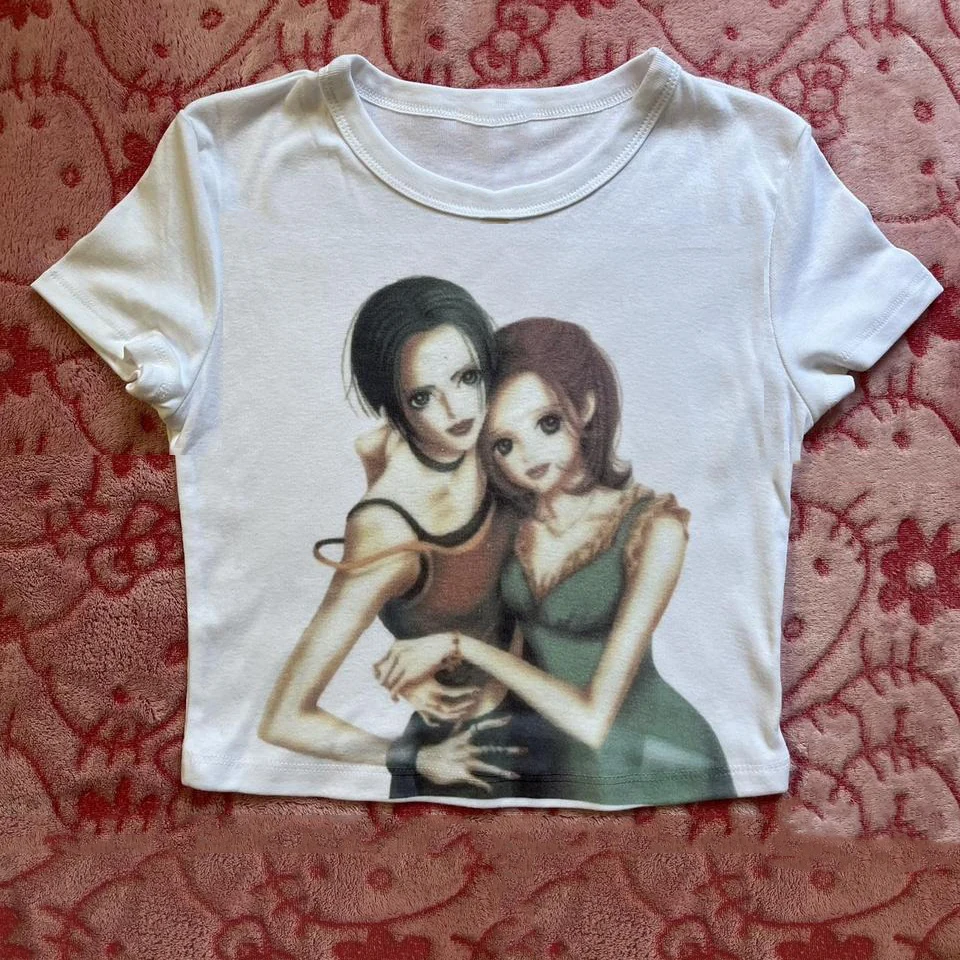 

Y2K style Aesthetic Women's graphics Gothic Cut Top Street Apparel Punk Baby T-shirt vintage Short Sleeve T-shirt EMO top