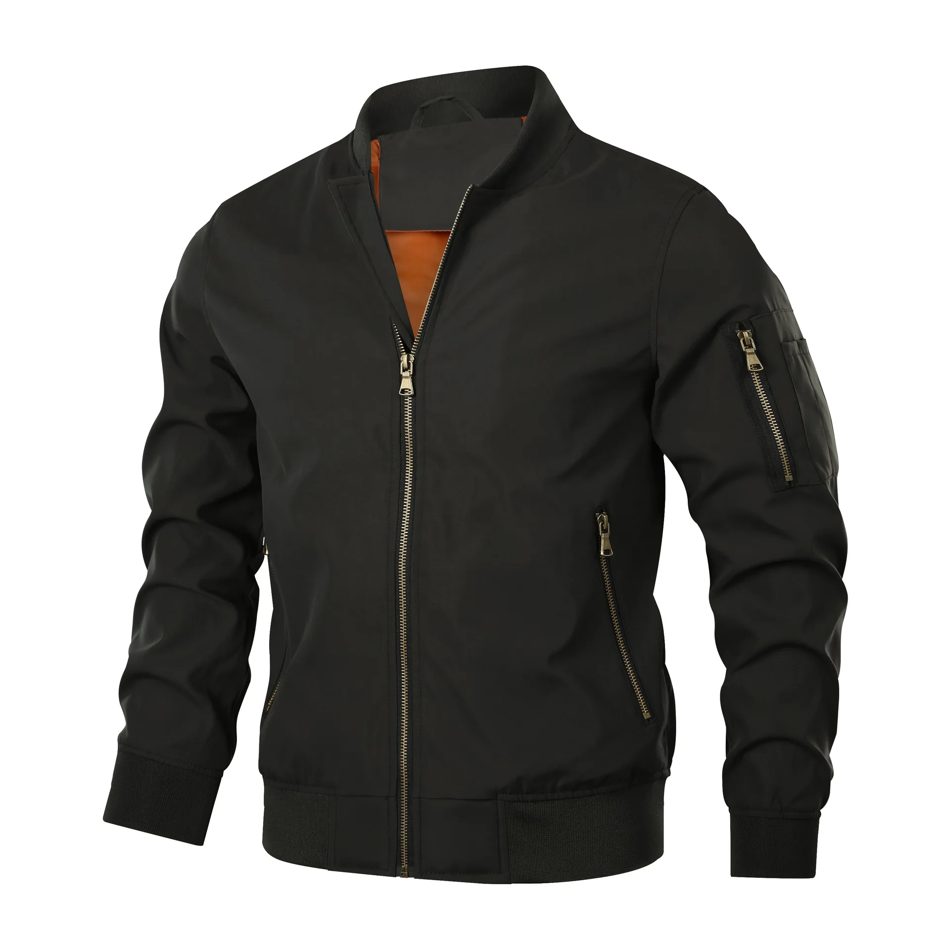 

European Code Spring and Autumn New Stand-up Collar Zipper Jacket Men's Casual Pilot Jacket Mens Jacket