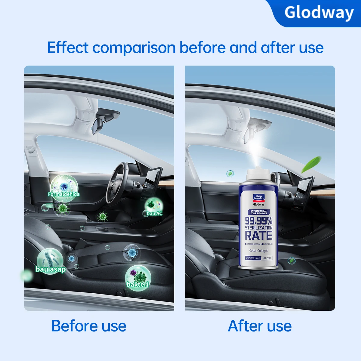 Glodway 3pcs/pack Car Air Freshener Spray,Deodorizer Odor Eliminator Remover Fogger,Long Lasting Magnolia,Tropical Flavor Scent