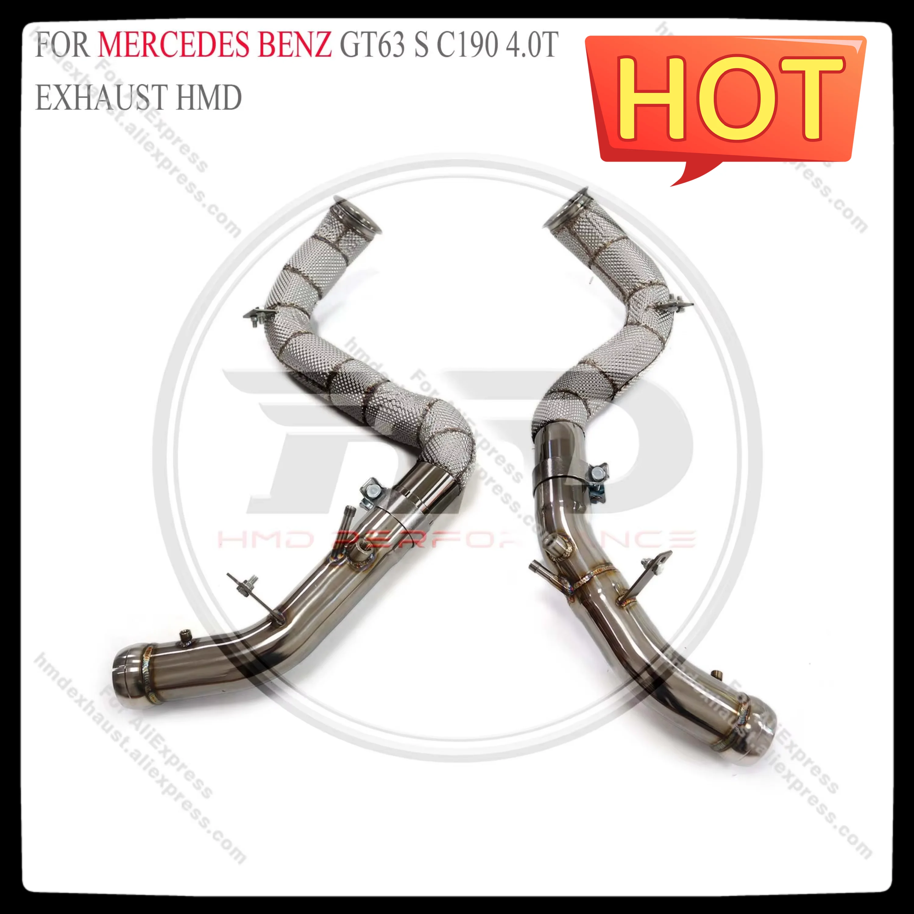 

HMD Stainless Steel Exhaust System Performance Downpipe for Mercedes Benz GT63 S C190 4.0T with heat shield