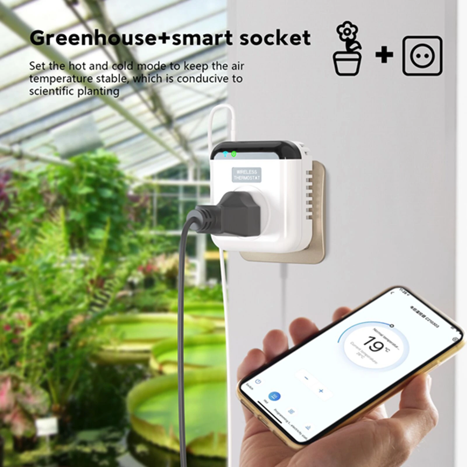Smart Thermostat Socket 10A Programmable Timed Mini Wifi Temperature Control Socket APP Control Voice Control for Tuya
