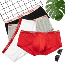 Men's Sexy Trunks Skin Friendly Cotton Breathable Boxer Shorts Youth 3D Bulge Pouch Sports Panties Low Waist Comfy Simple Shorts