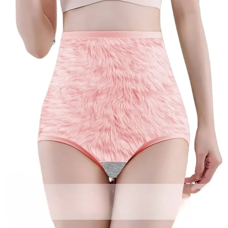 Damen Flauschige Sexy Verdickte Thermounterwäsche Winter Warme Hochgeschnittene Intim-Unterwäsche Mädchen Lange Slips Modische Clubwear