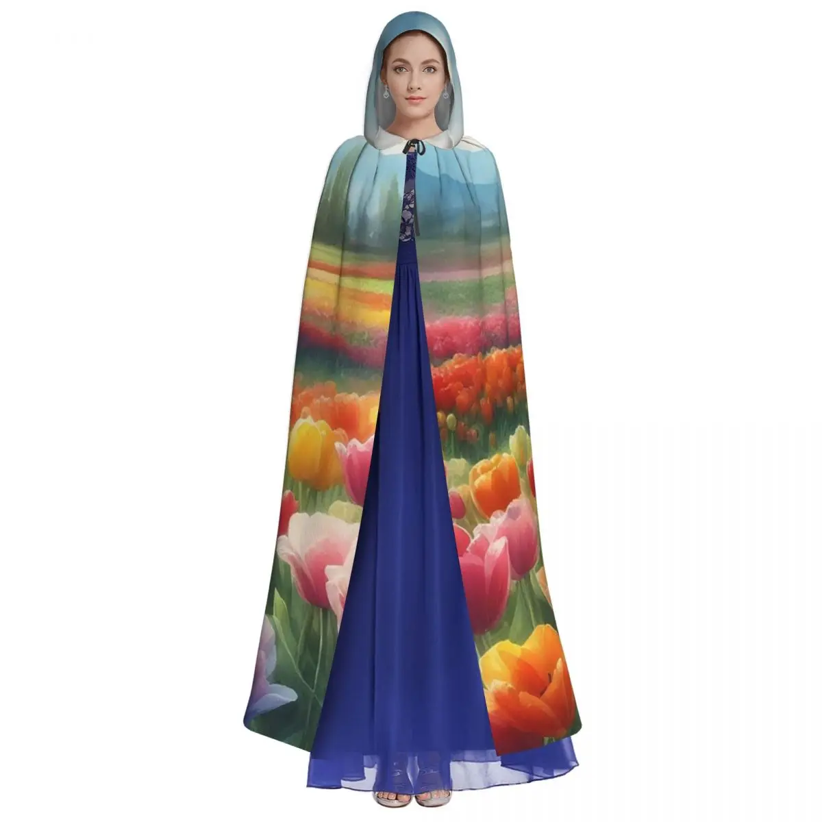 Tulips Flowers Field Of Tulips Colorful Tulips Tulip Garden Long Hooded Cloak Witch Cosplay Cape HalloweenVampire Adult Unisex