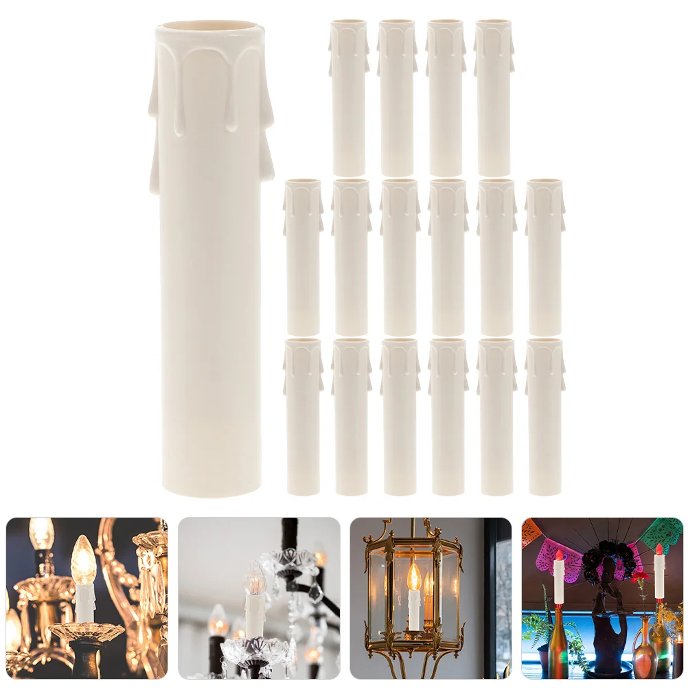 20 Pcs Teardrop Plastic Sleeve Candles Pendant Lights Socket Covers