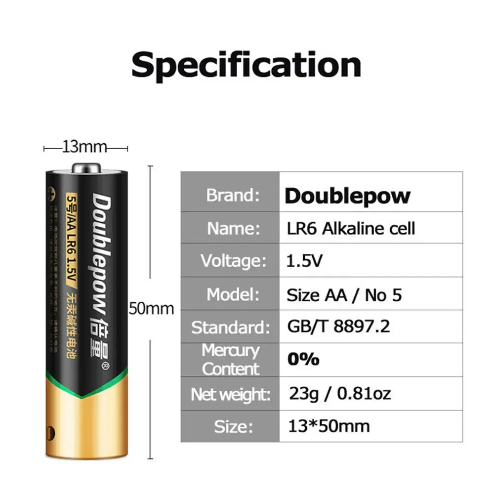 Célula Alcalina para Controle Remoto TV, AA Battery, 1.5V, LR6, Pilhas descartáveis, No.5, Bloqueio de Impressão Digital Inteligente, Brinquedos, Escala Eletrônica